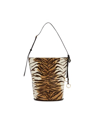 Alaïa Animalier Calf Hair Bucket Bag In Brown