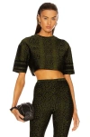 Alaïa Animalier Top In Noir & Vert