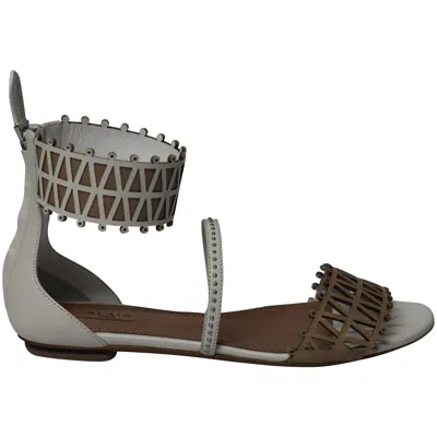 Alaïa Alaia Ankle-cuff Laser Cut Sandals In White Leather