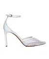 Alaïa Fishnet Patent Ankle-strap Pumps In White