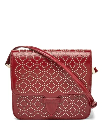 Pre-owned Alaïa Arabesque Studded Shoulder Bag In Red