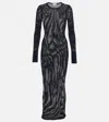 Alaïa Archetypes Fishnet Gown In Blue