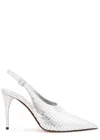 Alaïa Escarpin 90 Mirrored-leather Slingback Pumps In Silver