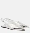 Alaïa Art Deco Mirrored Leather Slingback Flats In Silver