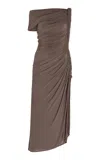 Alaïa Asym Asymmetric Stretch-jersey Midi Dress In Grey