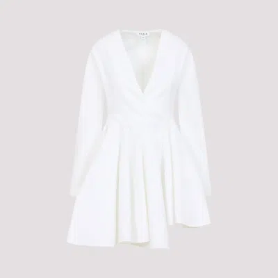 Alaïa Asym Belt Dress In Poplin In White
