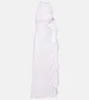 Alaïa Asymmetric Bow-detail Georgette Maxi Dress In White
