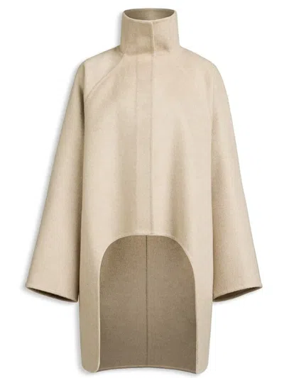 Alaïa Alaia High-low Hem High-neck Coat In Neutral