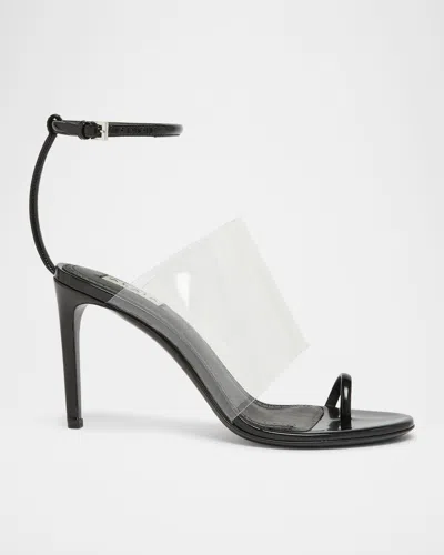 ALAÏA ASYMMETRIC CLEAR PATENT LEATHER SANDALS