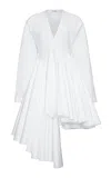 Alaïa Archetypes Belted Gathered Cotton-poplin Midi Dress In White
