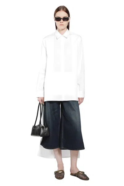 Alaïa Asymmetric Cotton Poplin Shirt In White