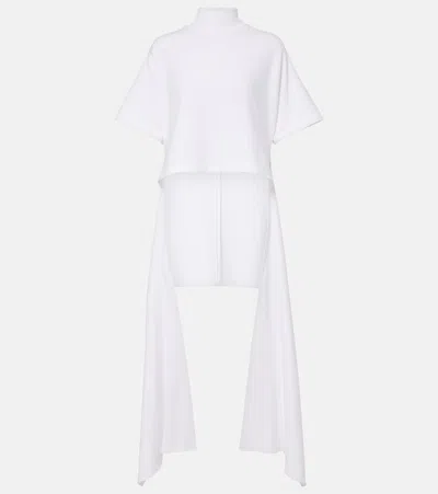 Alaïa Asymmetric Cotton-blend Jersey T-shirt In White