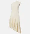 Alaïa Asymmetric Crêpe Midi Dress In Neutral