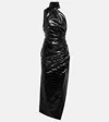 Alaïa Women's Crocodile-embossed Faux-leather Body-con Dress In Black