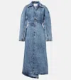 Alaïa Womens Spiral Two-slip-pockets Denim-blend Trench Coat Bleu Neige In Blue
