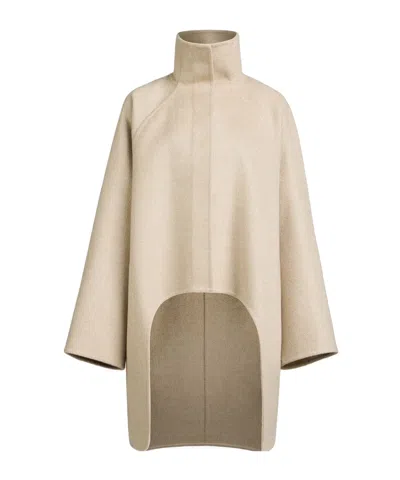 Alaïa Asymmetric Double Face Cachmere Coat In Neutral