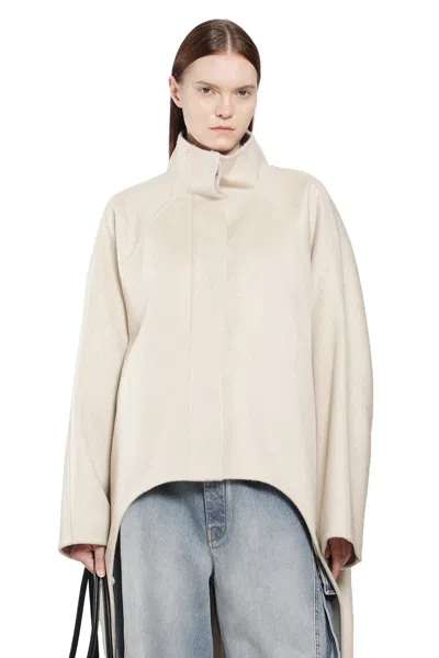 Alaïa Asymmetric Double Face Cashmere Coat In Beige