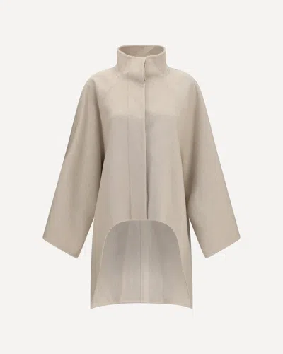 Alaïa Cappotto Asimmetrico In Cashmere Double Face In Beige
