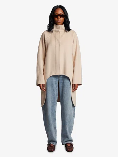 Alaïa Asymmetric Doubleface Cashmere Coat In Beige