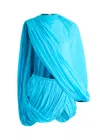 Alaïa Asymmetric Draped Mini Dress In Turquoise