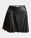Alaïa Womens Asymmetrical Pleated Leather Mini Skirt Noir Alaia In Noir Alaia