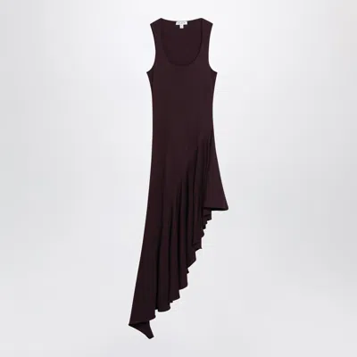 Alaïa Womens Bordeaux Asymmetric Ruffle Stretch-woven Midi Dress In Red