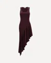 Alaïa Burgundy Fluid Jersey Asymmetric Dress In Brown