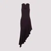 Alaïa Burgundy Fluid Jersey Asymmetric Dress In Purple