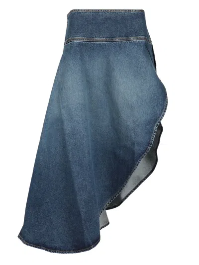 Alaïa Asymmetric Full Skirt Skirts Blue