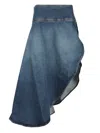 Alaïa Women Blue Denim Asymmetric Midi Skirt