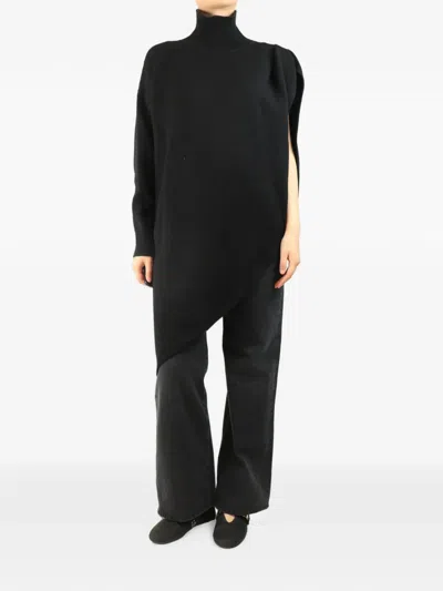 Pre-owned Alaïa Asymmetric Funnel-neck Sweater In Black