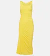 Alaïa Asymmetrical Gathered Jersey Maxi Dress In Yellow