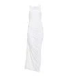 Alaïa Womens Blanc Gathered Sleeveless Stretch-woven Maxi Dress In White