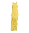 Alaïa Asymmetrical Gathered Jersey Maxi Dress In Yellow