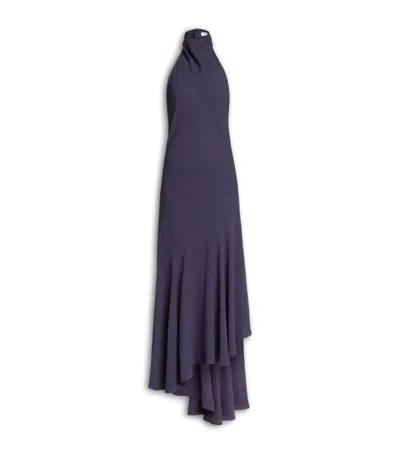 Alaïa Asymmetric Halterneck Maxi Gown In Purple