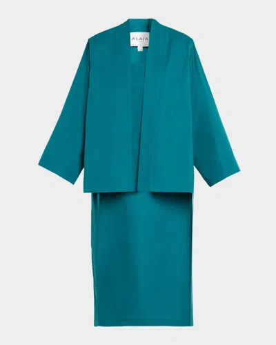 Alaïa Asymmetric High-low Open Jacket In Blue