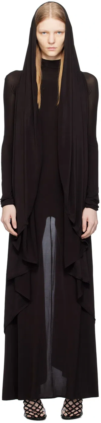 Alaïa Asymmetric Hooded Jersey Dress In Black