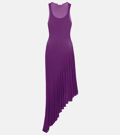 Alaïa Asymmetric Jersey Midi Dress In Purple