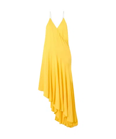 Alaïa Asymmetric Jersey Midi Dress In Yellow