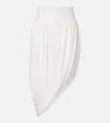 Alaïa Asymmetric Jersey Midi Skirt In White