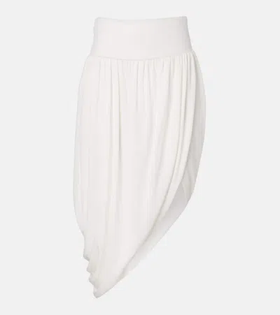 Alaïa Asymmetric Jersey Midi Skirt In White