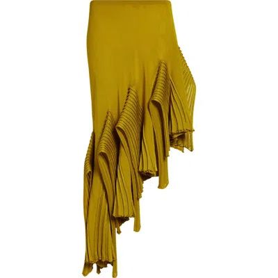 Alaïa Asymmetric Leaf Godet Skirt In Green