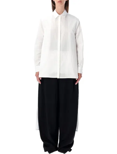 Alaïa Alaia Asymmetric Longline Cotton Poplin Shirt In Bianco