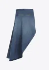Alaïa Women Blue Denim Asymmetric Midi Skirt In Blue