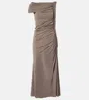 Alaïa Asym Asymmetric Stretch-jersey Midi Dress In Brown