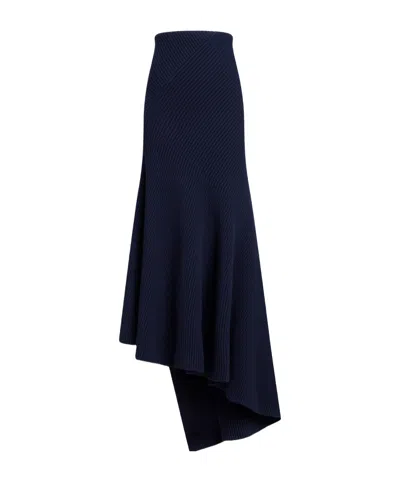 Alaïa Asymmetric Midi Skirt In Blue