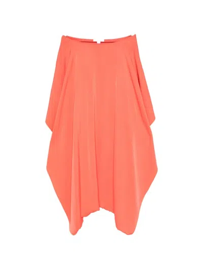 Alaïa Asymmetric Midi Skirt In Red