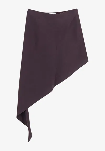Alaïa Asymmetric Mini Skirt In Aubergine