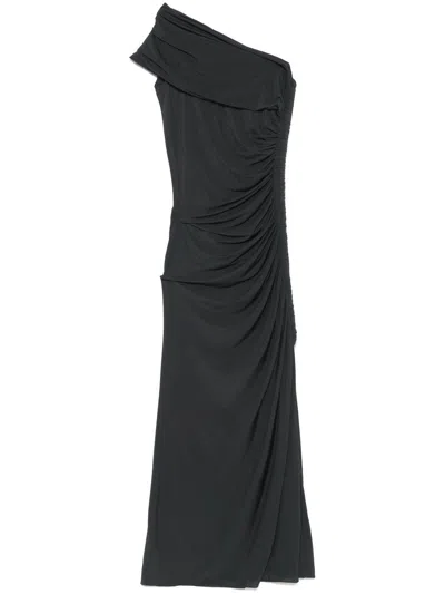 Alaïa Asymmetric `pipe` Dress In Gray