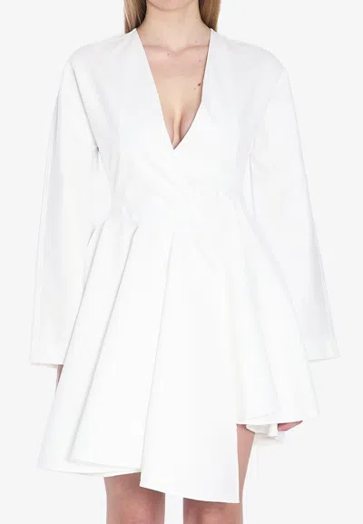 Alaïa Asymmetric Poplin Mini Dress In White